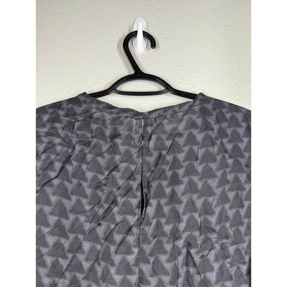 Sibel Saral 100% Silk Blouse Womens L Sheer Lightweight Geometric Quiet Luxury - Picture 5 of 8